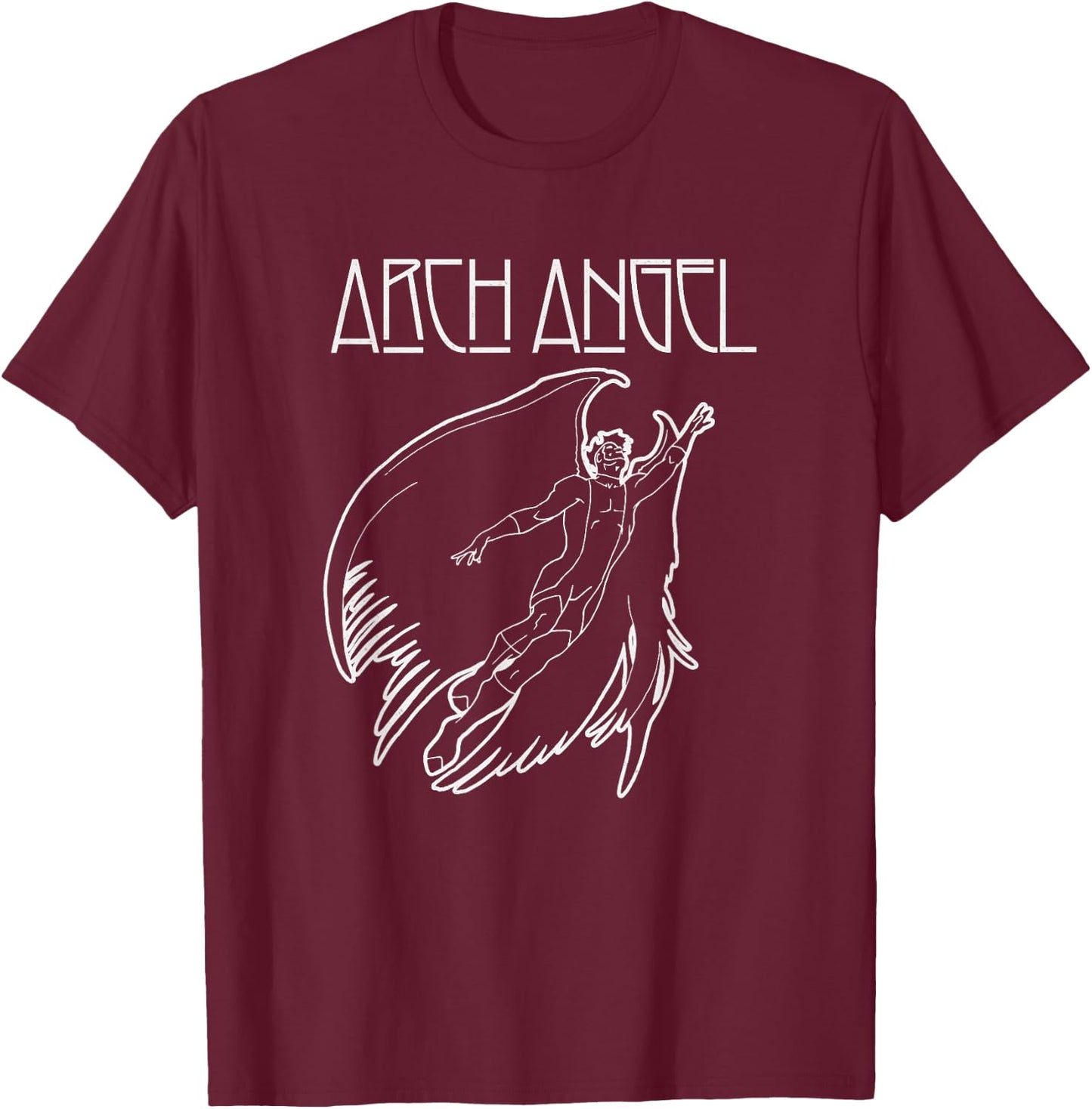 Marvel X-Men Archangel Taking Flight Line Art T-Shirt - T-Shirt | Maroon