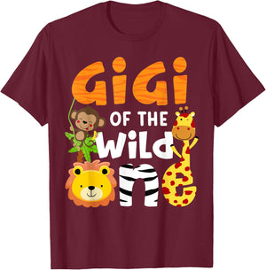 Gigi of the Wild One Zoo Theme Bday Safari Jungle Animals T-Shirt - T-Shirt | Maroon