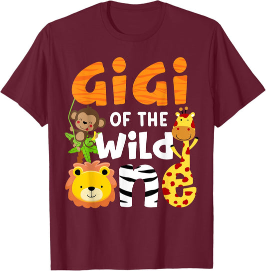 Gigi of the Wild One Zoo Theme Bday Safari Jungle Animals T-Shirt - T-Shirt | Maroon