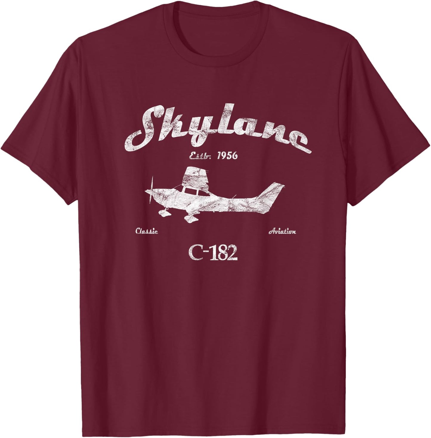 182 Skylane Airplane "Since 1956" Classic Aviation Pilot T-Shirt - T-Shirt | Maroon