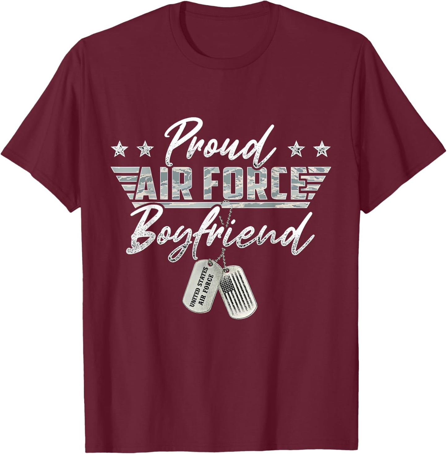 Proud Air Force Boyfriend Military Air Force Family Matching T-Shirt - T-Shirt | Maroon