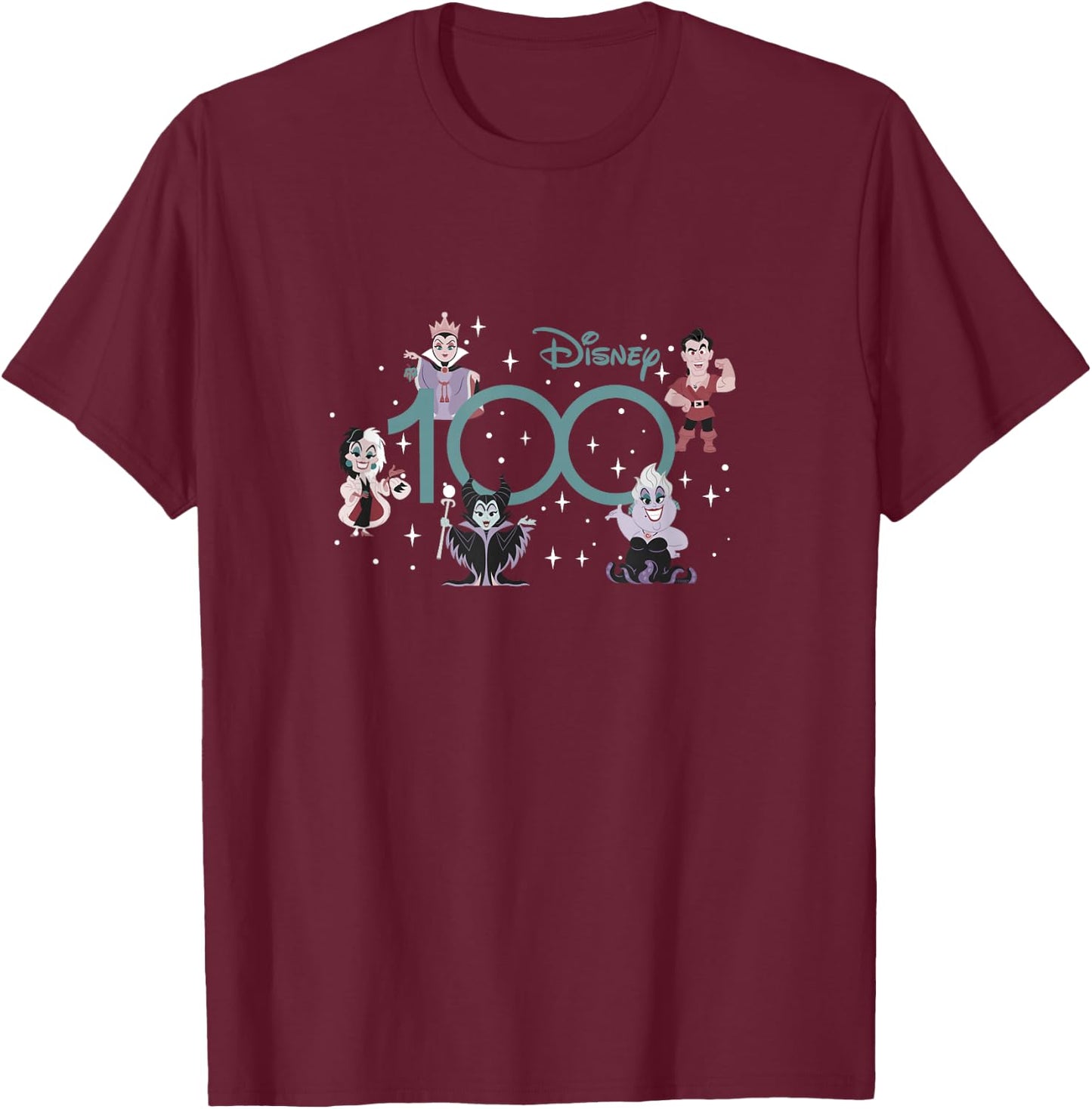 Disney 100 Disney Villains 100th Anniversary Muted Cute D100 T-Shirt - T-Shirt | Maroon