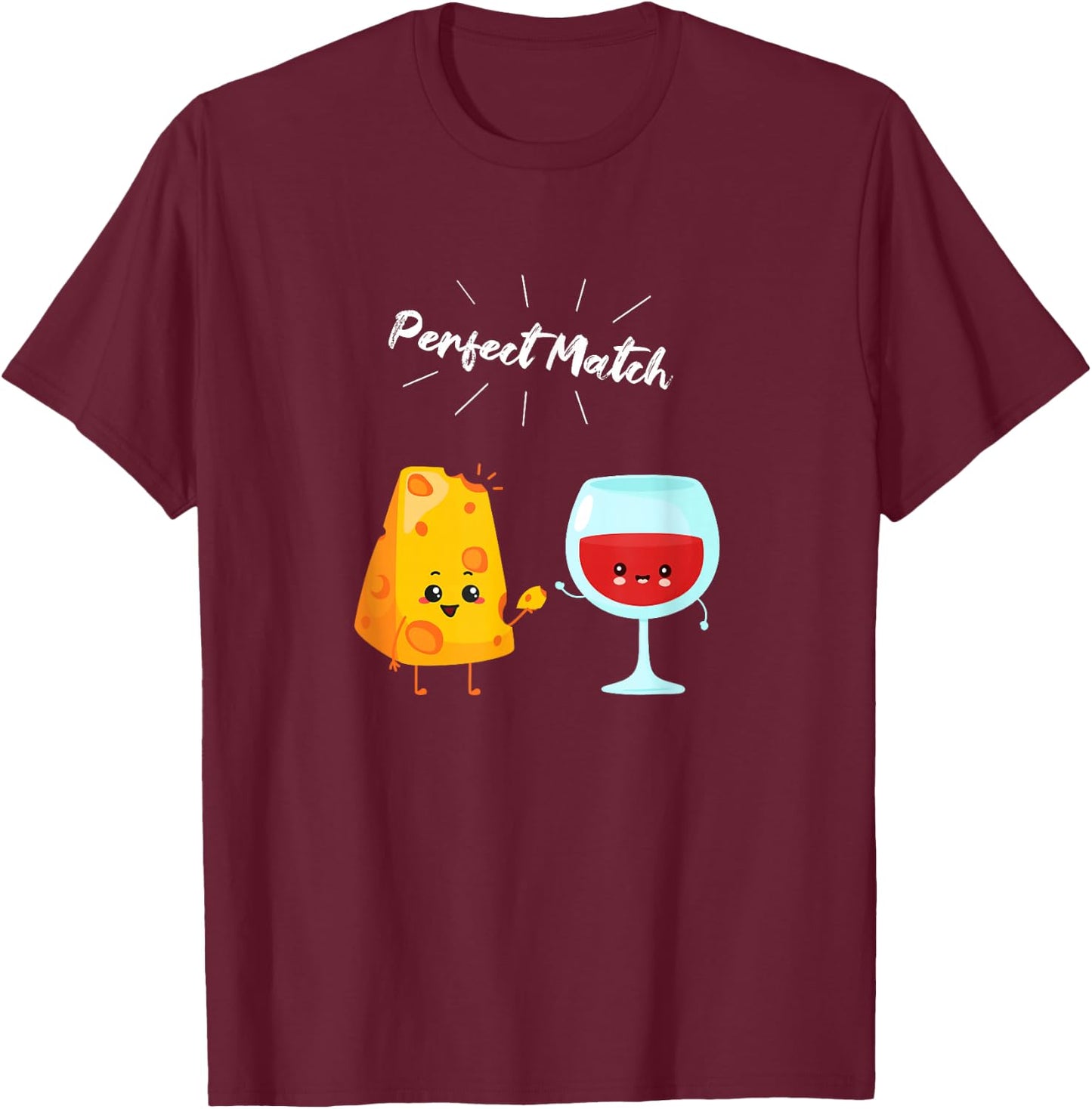 Wine and Cheese Couple Gift Wine Drinkers & Cheese Lovers T-Shirt - T-Shirt | Maroon