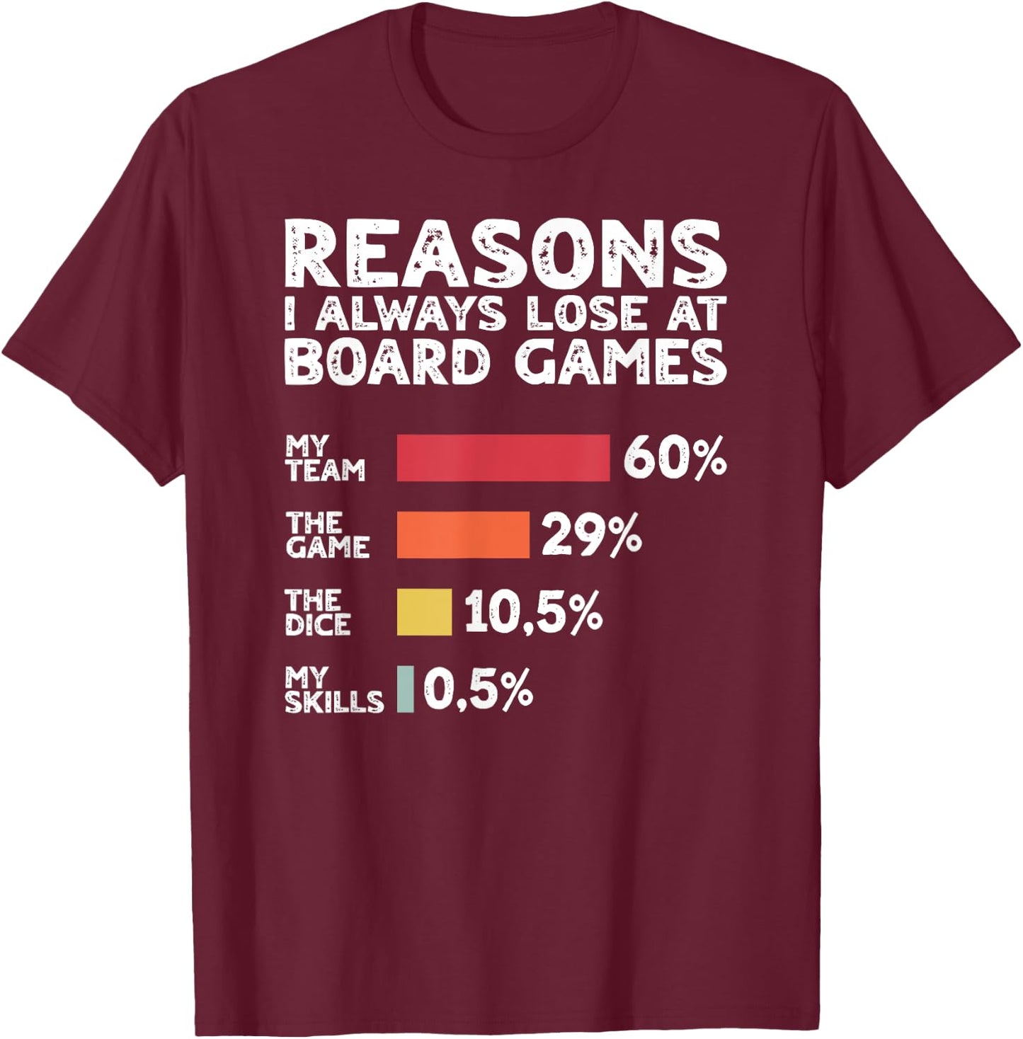 Reasons I Always Lose at Board Games Funny Game Night T-Shirt - T-Shirt | Maroon