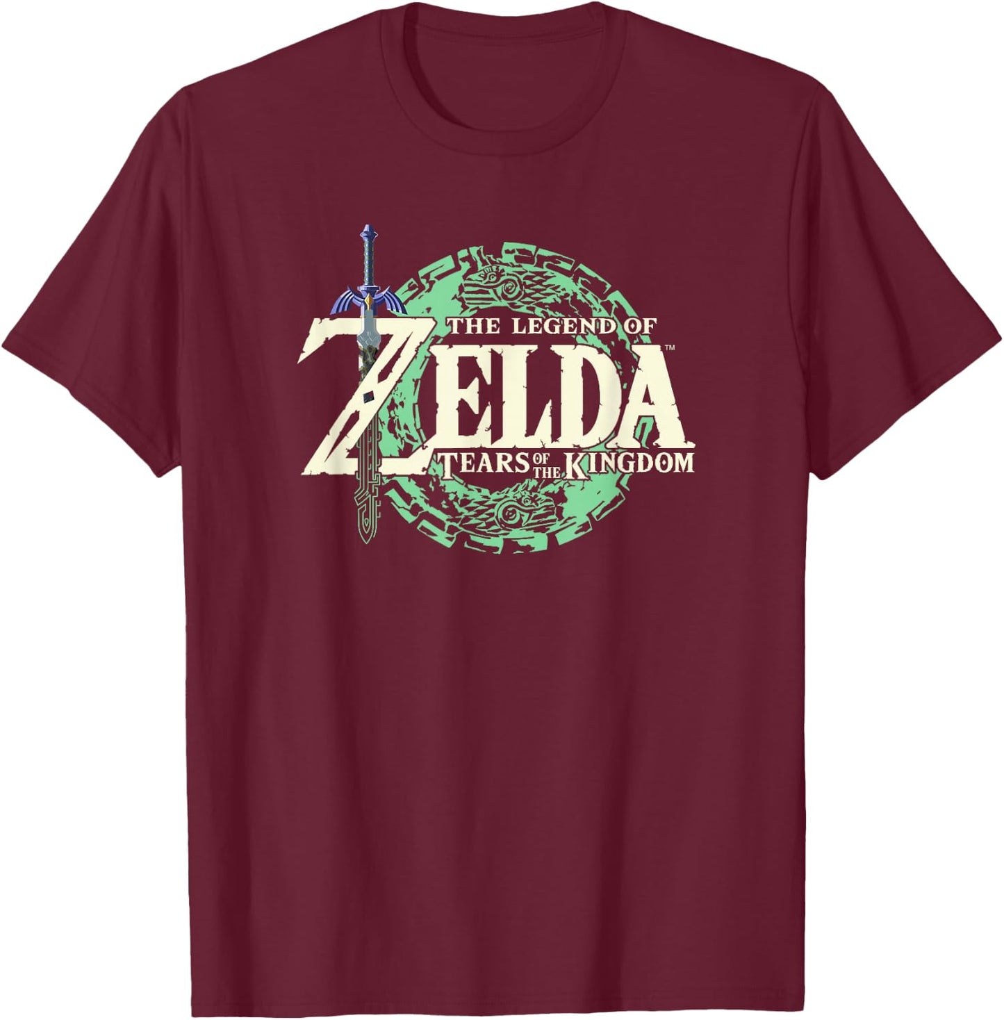 The Legend of Zelda Tears Of The Kingdom Official Logo Short Sleeve , Black, Small T-Shirt - T-Shirt | Maroon