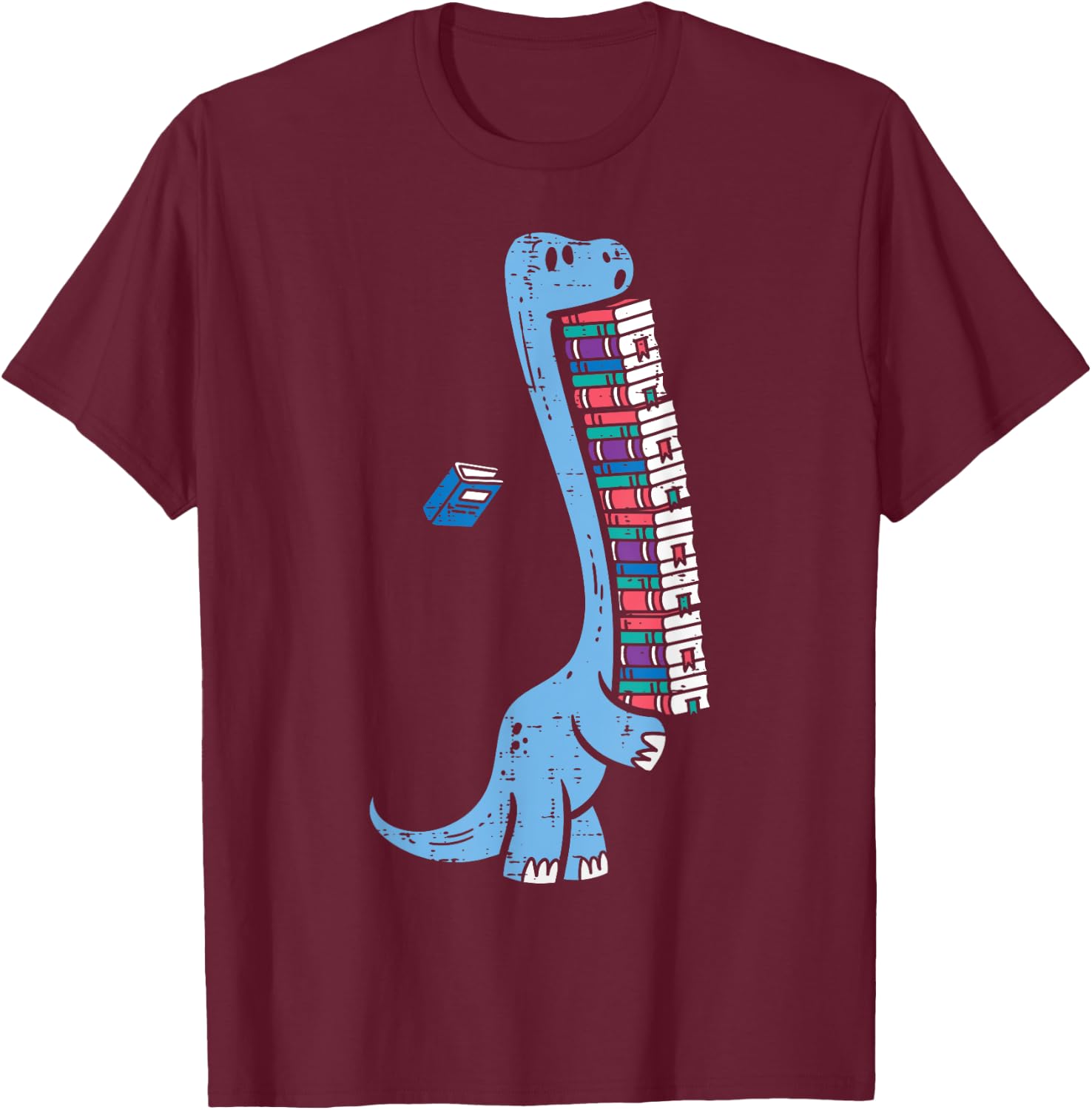 Dino Carrying Books Cute Bookworm Boys Kids Librarian Men T-Shirt - T-Shirt | Maroon