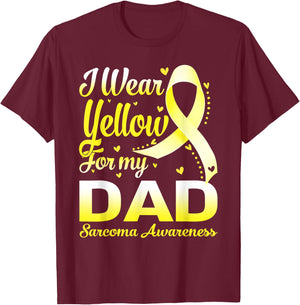 I Wear Yellow For My Dad Sarcoma Awareness Ribbon T-Shirt - T-Shirt | Maroon