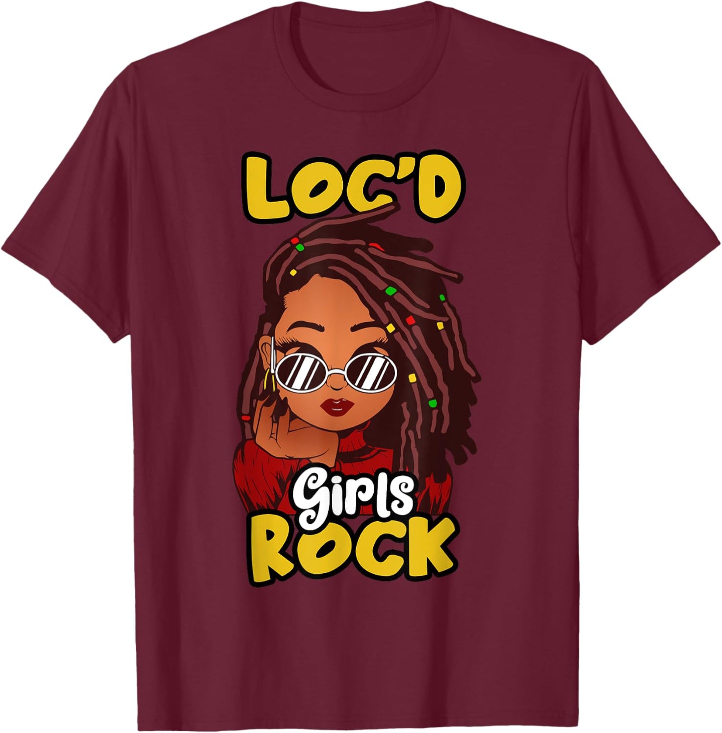 Funny Locs Gift Loc'd Girls Rock Dreadlocks Girl T-Shirt - T-Shirt | Maroon
