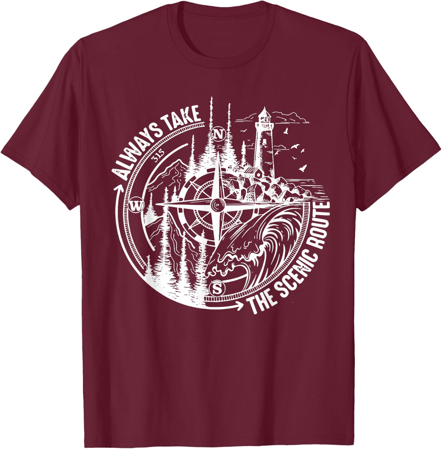 Always Take The Scenic Route T-Shirt - T-Shirt | Maroon