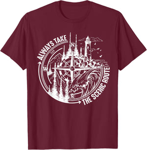 Always Take The Scenic Route T-Shirt - T-Shirt | Maroon