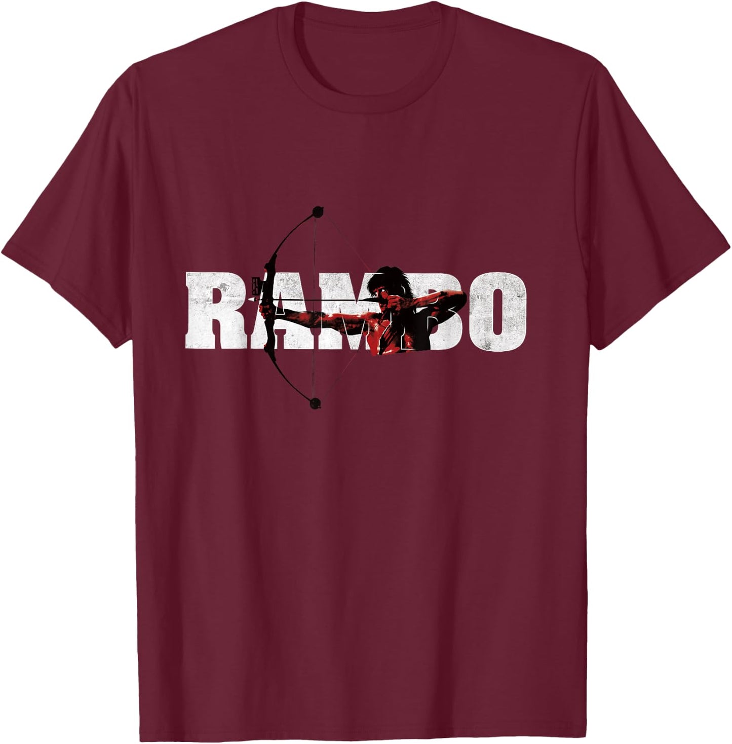 Rambo , Men's Grey Short Sleeve Modern Classic Fit Bow T-Shirt - T-Shirt | Maroon