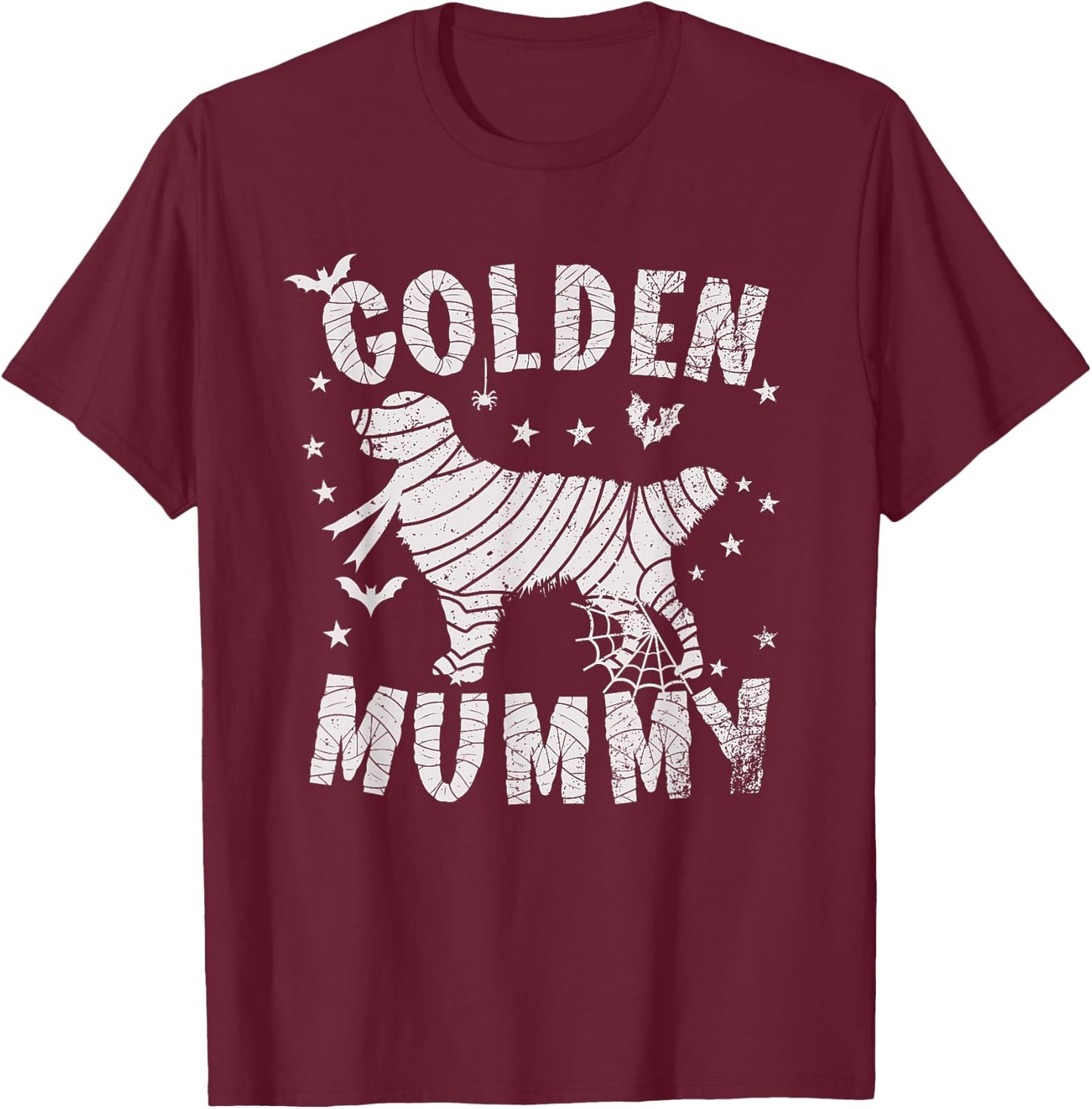 Golden Mummy Retriever - Halloween T-Shirt - T-Shirt | Maroon