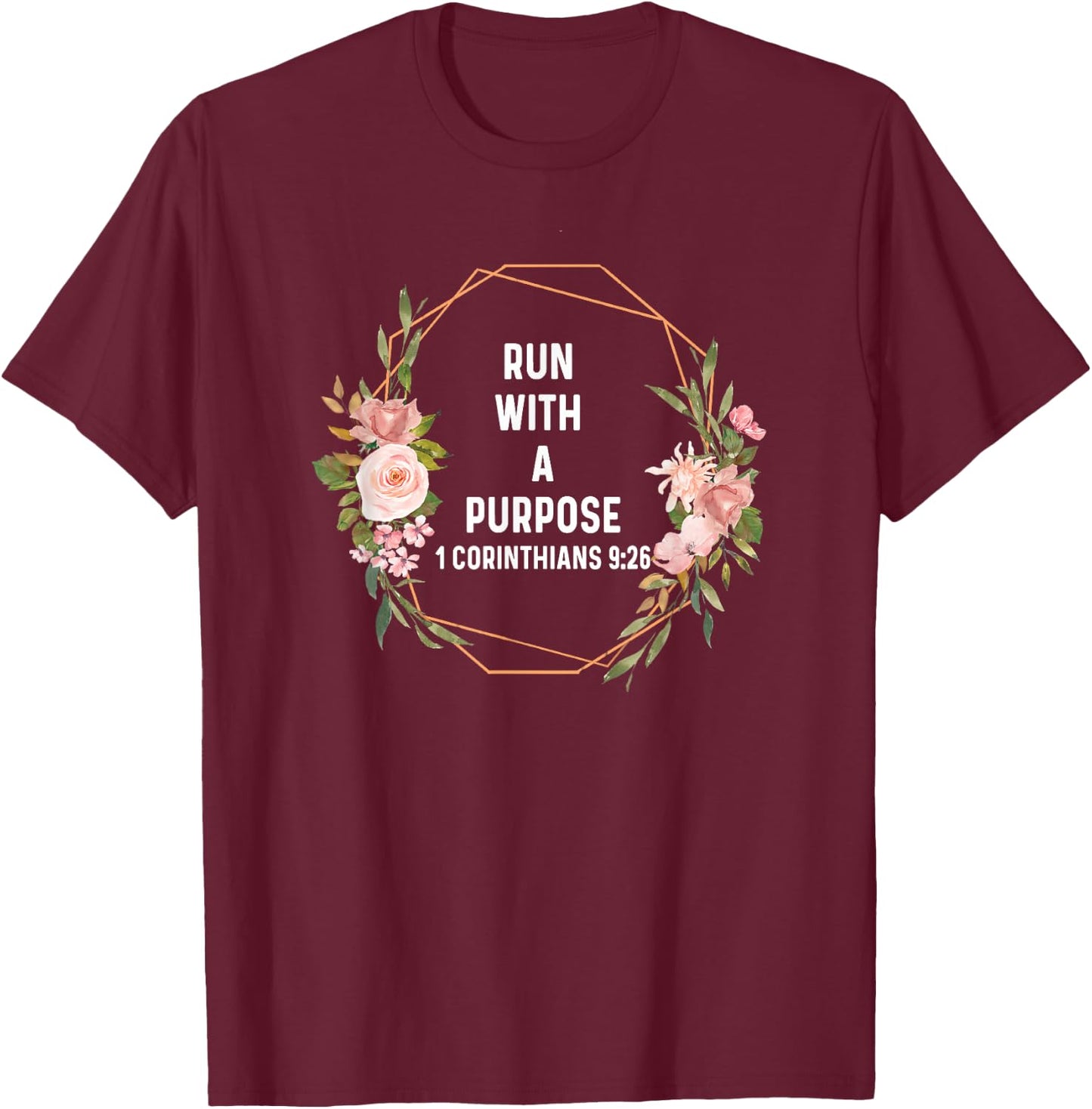 1 Corinthian 9:26 God Jesus Run Runner Running Purpose T-Shirt - T-Shirt | Maroon