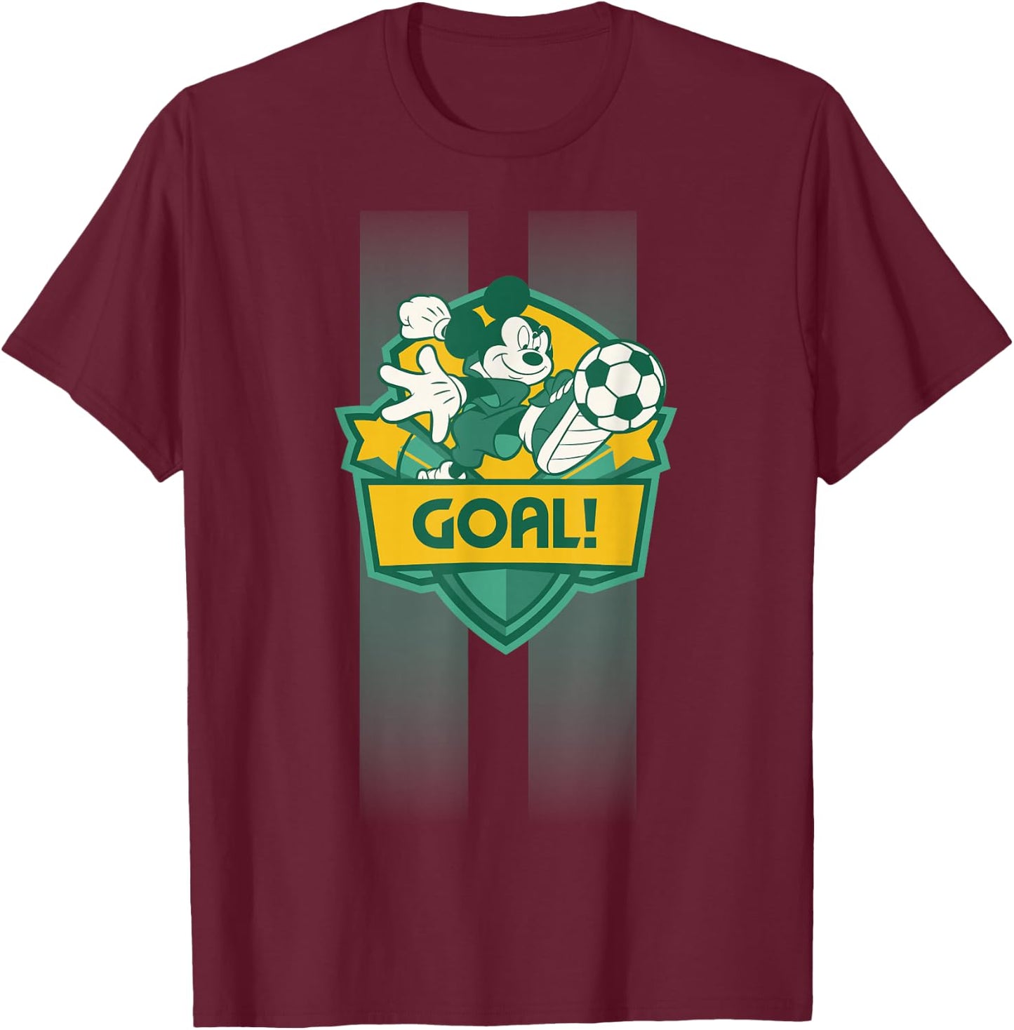 Disney Mickey Mouse Sports Goal Winning Kick Soccer Ball T-Shirt - T-Shirt | Maroon