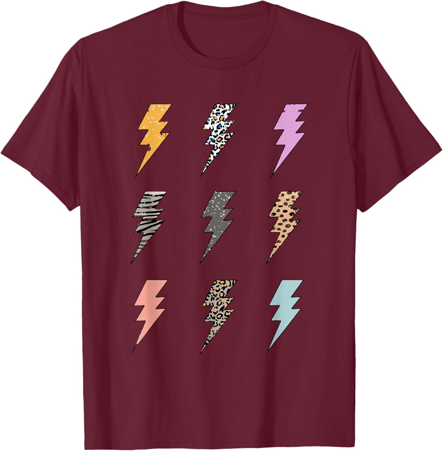 Lightning Bolt Leopard Zebra Cheetah Shirt, Lightning Bolt T-Shirt - T-Shirt | Maroon