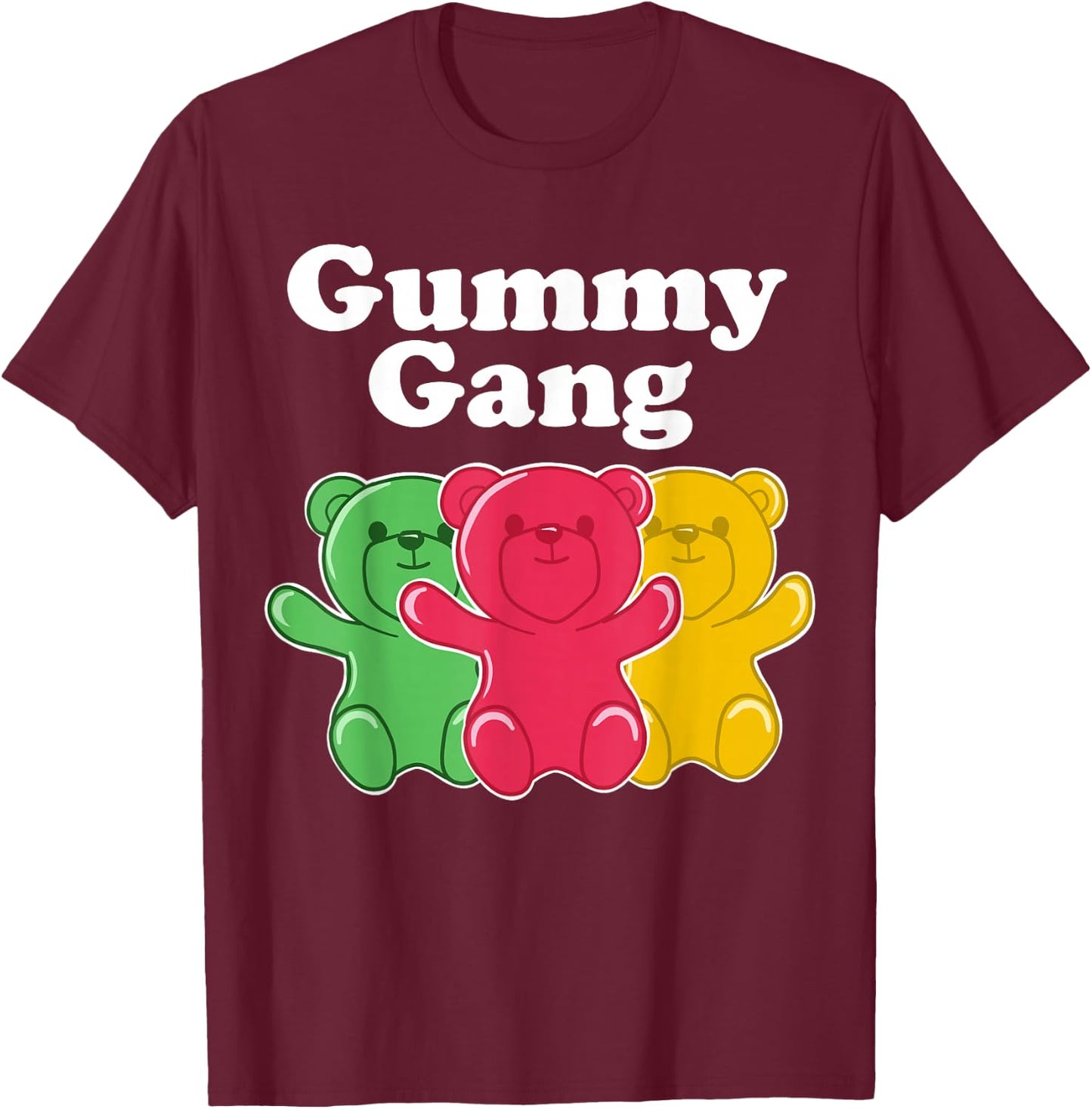 Miftees Kids Black Cotton 60% Polyester 40% Funny Gummy Bear T-Shirt - T-Shirt | Maroon