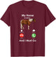 My Horse Is Calling And I Must Go - Fun Horse T-Shirt - T-Shirt | Maroon