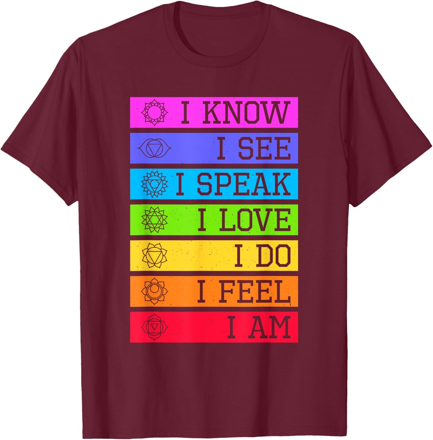 Namaste Yoga Meditation 7 Chakras Spiritual T-Shirt - T-Shirt | Maroon