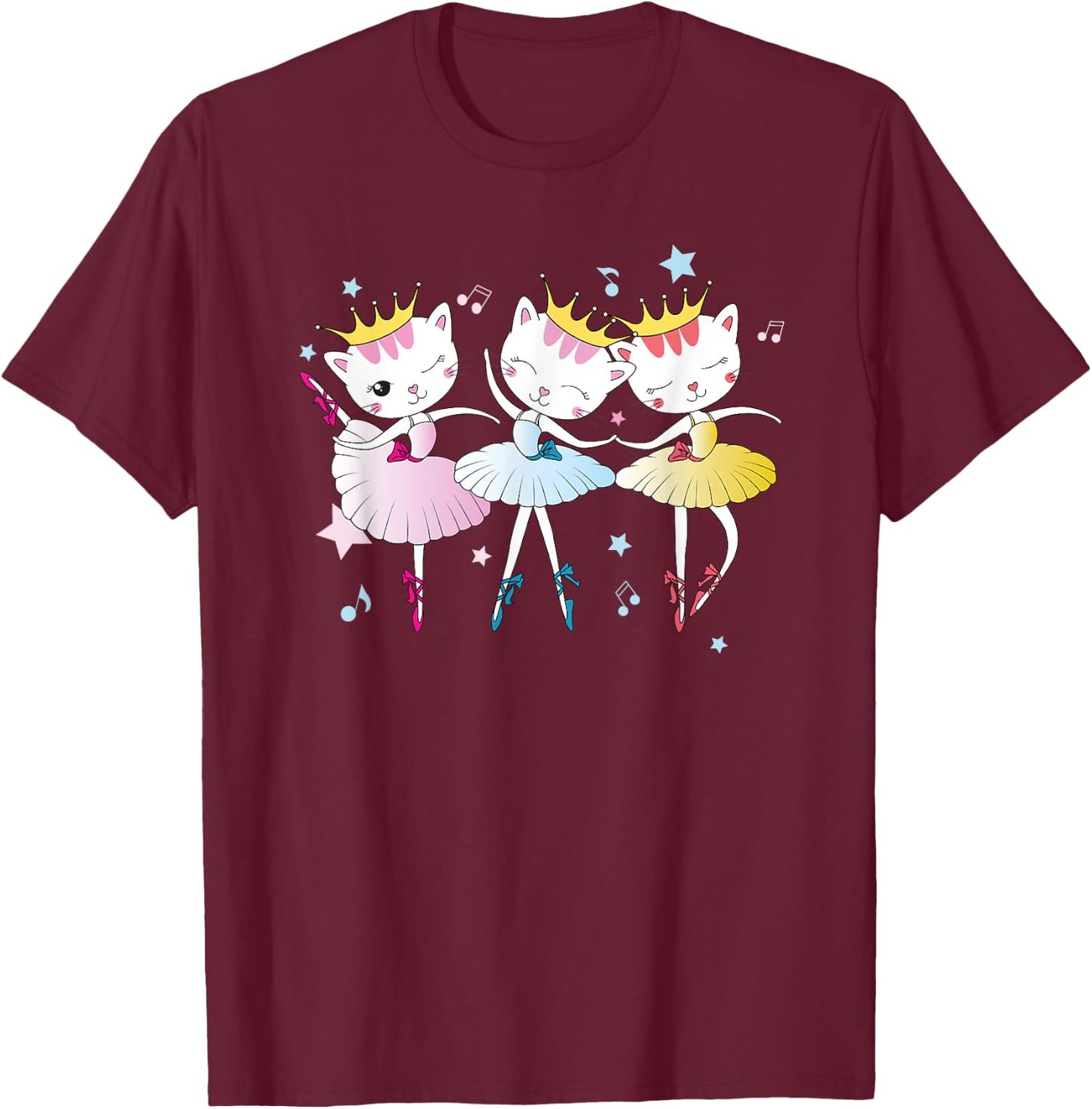 Tutu Kitten Cat Ballerina Stage Graphic Ballet Cats Men Women Girls Kids T-Shirt - T-Shirt | Maroon