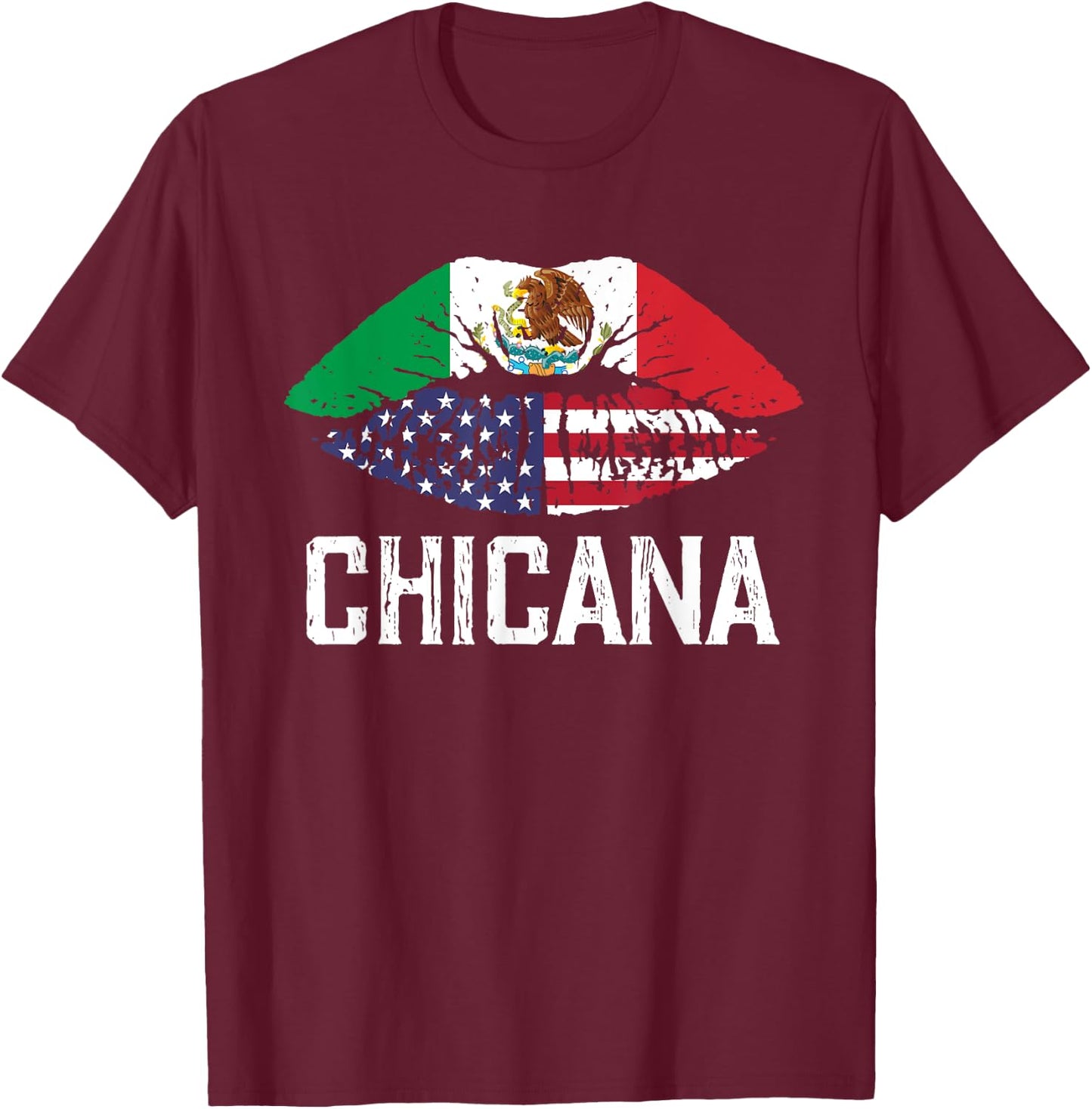Chicana-Shirt Women Girls Kids Half American Half Mexican T-Shirt - T-Shirt | Maroon