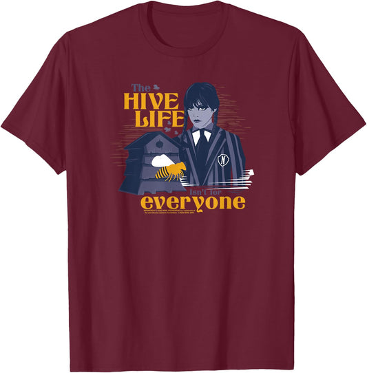 Wednesday The Hive Life Bee Poster T-Shirt - T-Shirt | Maroon