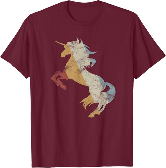 Unicorn Retro Style Vintage T-Shirt - T-Shirt | Maroon