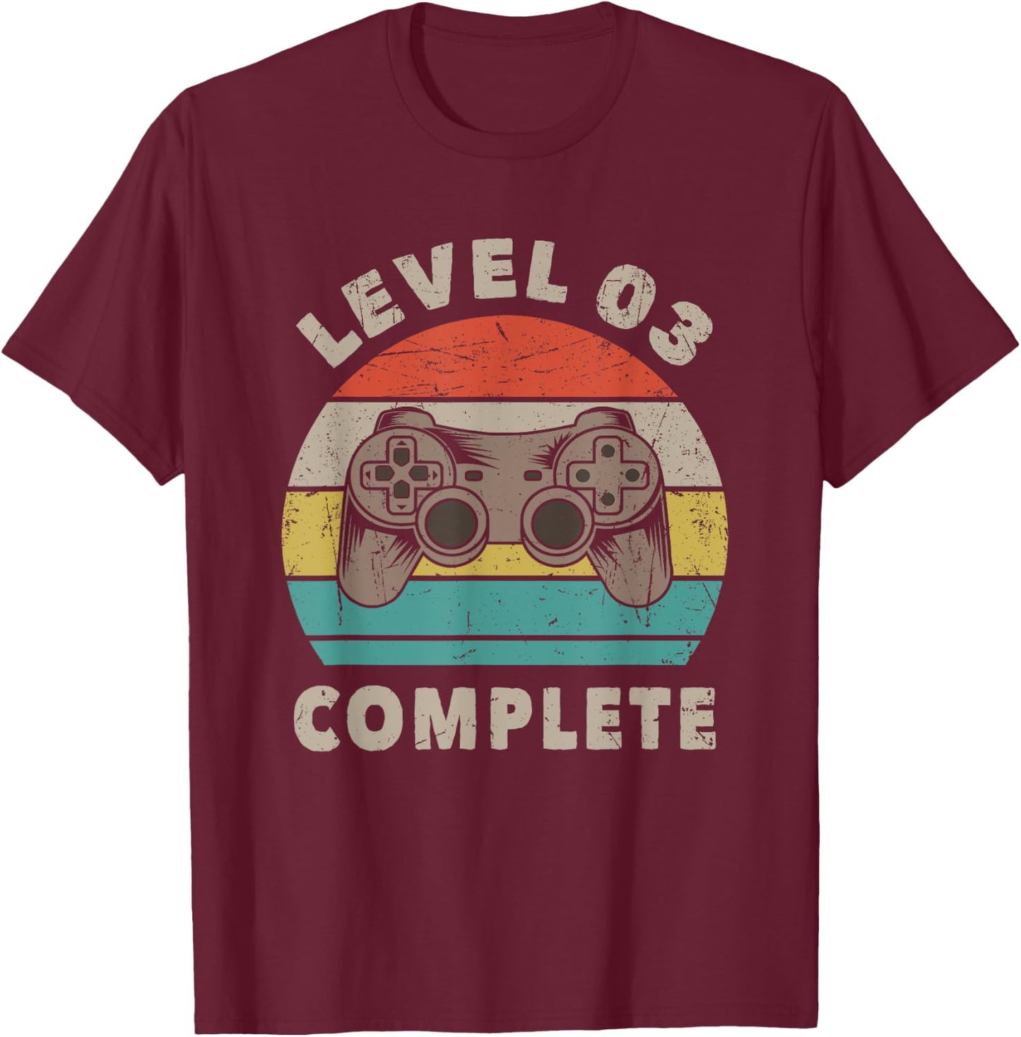 3rd Wedding Anniversary 3 Year Him Her Level 3 Complete T-Shirt - T-Shirt | Maroon