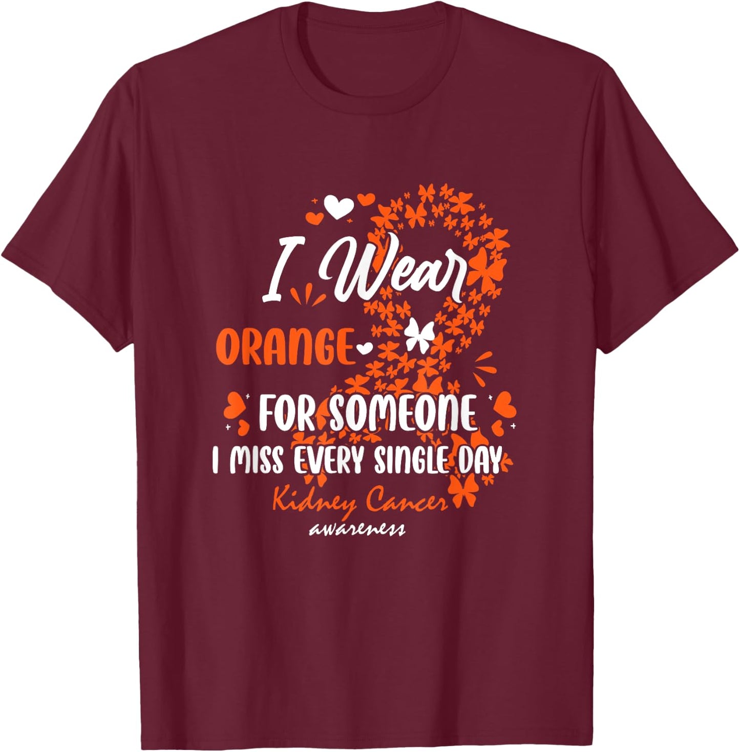Kidney Cancer Angel Memory Survivor Support Family T-Shirt - T-Shirt | Maroon