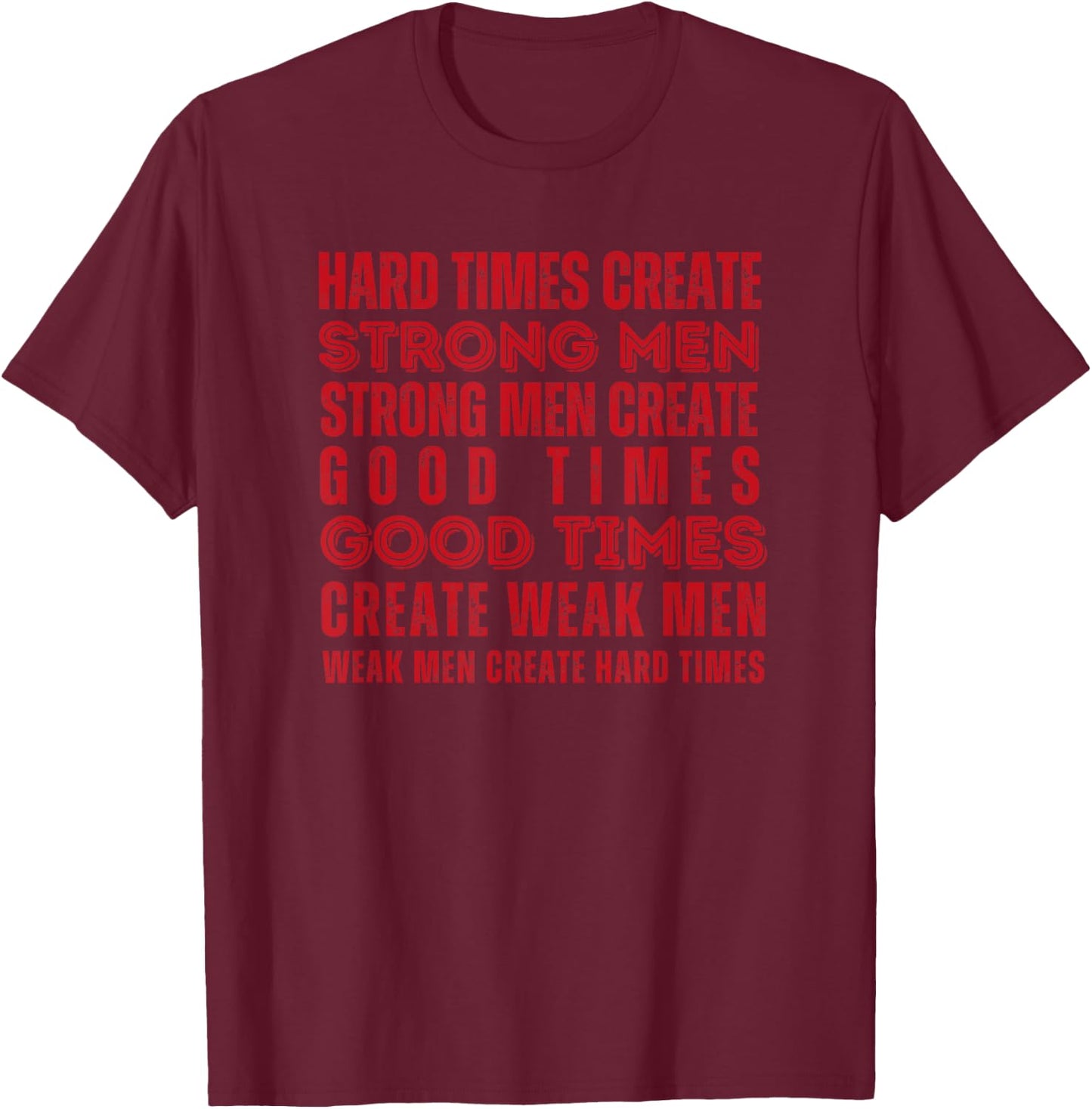 Hard Times Create Strong Men Vintage Fitness Motivation Men T-Shirt - T-Shirt | Maroon