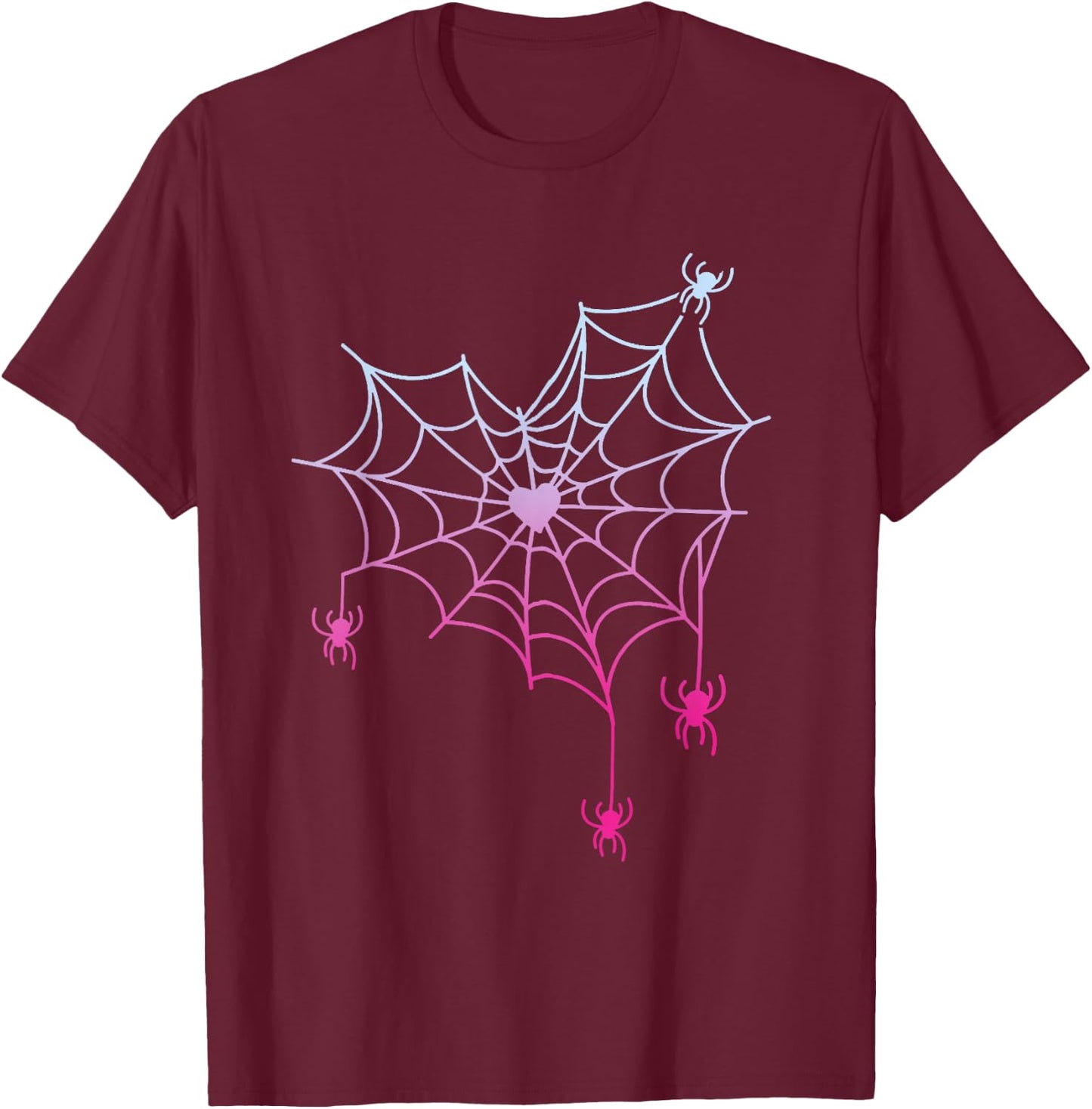Spider Web Halloween Costume Pastel Goth Heart Cute T-Shirt - T-Shirt | Maroon