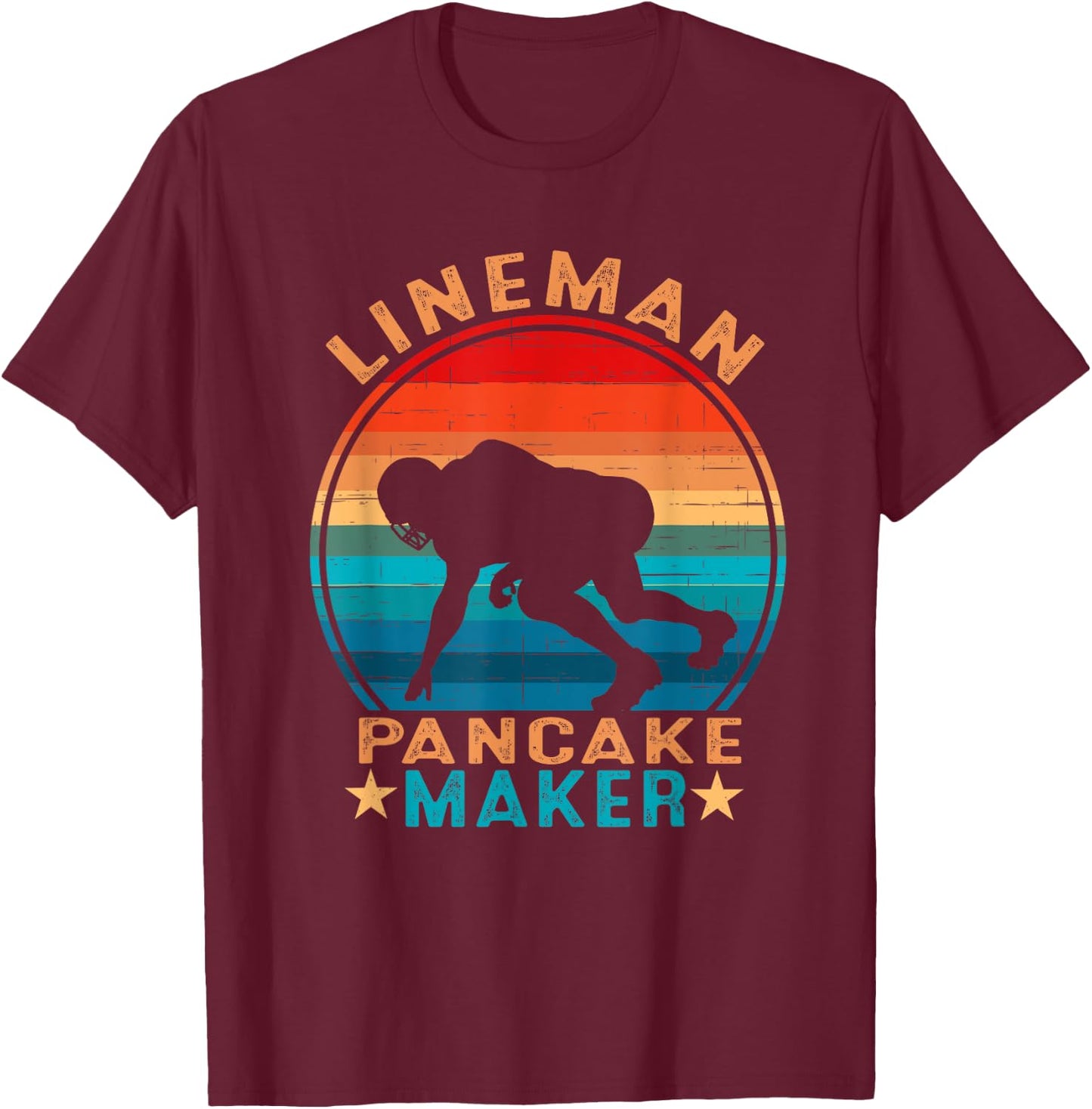 Lineman Pancake Maker - American Football Season Vintage T-Shirt - T-Shirt | Maroon