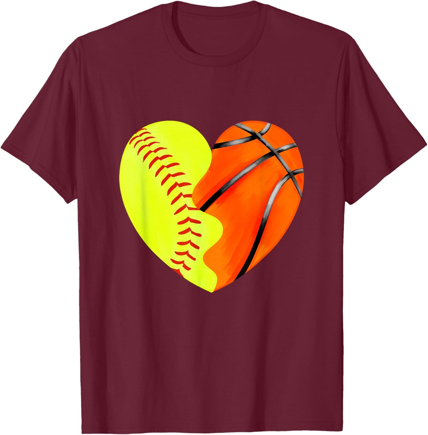 Softball Basketball - Basketball Dad Softball Mom T-Shirt - T-Shirt | Maroon