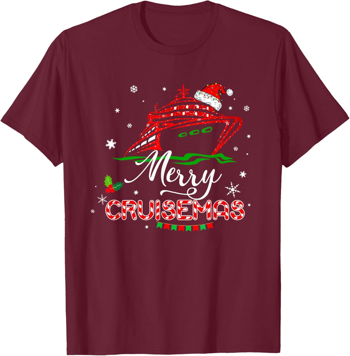Funny Family Cruise Christmas Merry Cruisemas Boat Trip Xmas T-Shirt - T-Shirt | Maroon