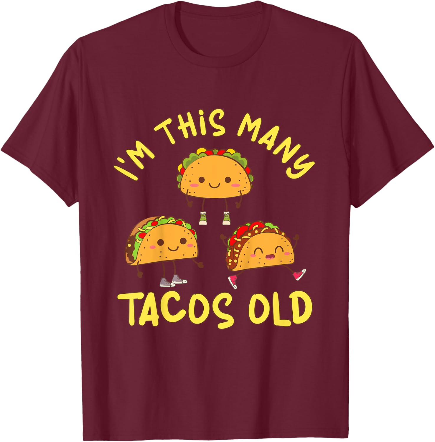 3 Years Old Girl Tacos Old 3rd Birthday Kids T-Shirt - T-Shirt | Maroon