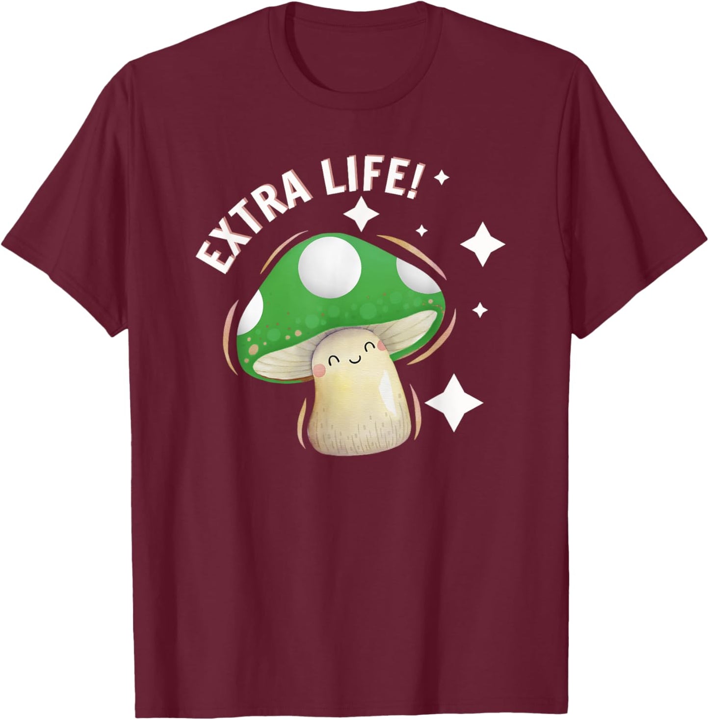 1Up Mushroom for Extra Life Cute Game Easy Family Costume T-Shirt - T-Shirt | Maroon
