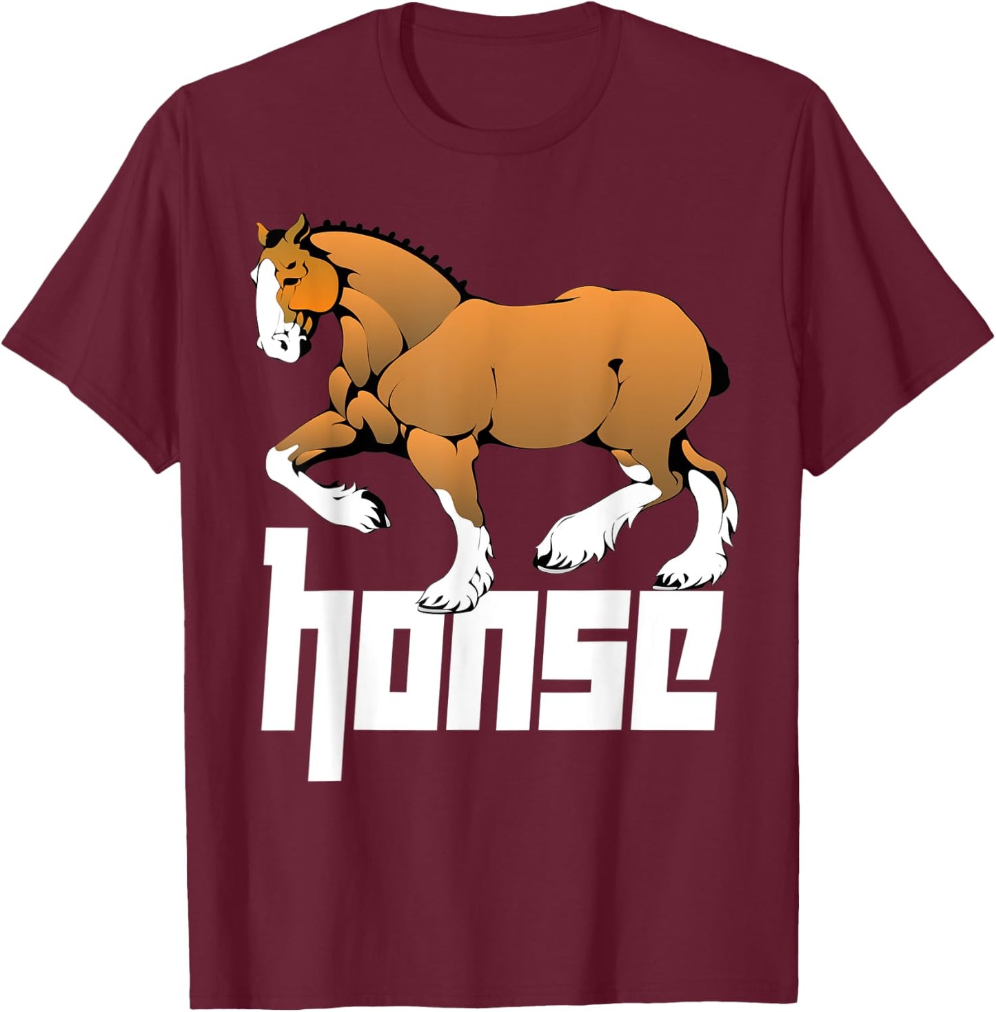 Honse Meme, Big Funny Muscular Horse T-Shirt - T-Shirt | Maroon