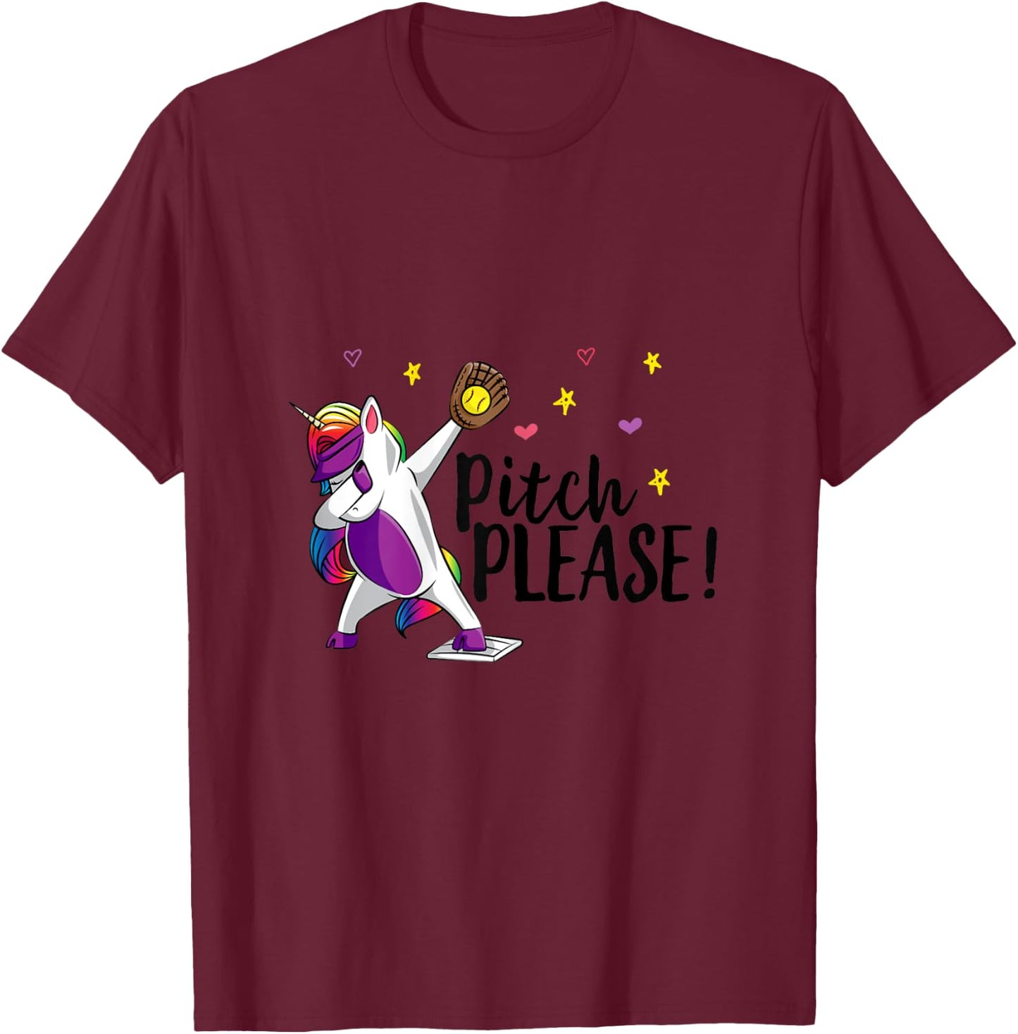 Dabbing Unicorn Funny Softball Pitcher Girls Pitch Please T-Shirt - T-Shirt | Maroon