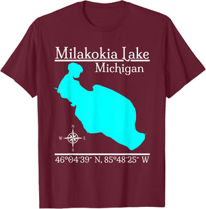 Milakokia Lake, Michigan T-Shirt - T-Shirt | Maroon