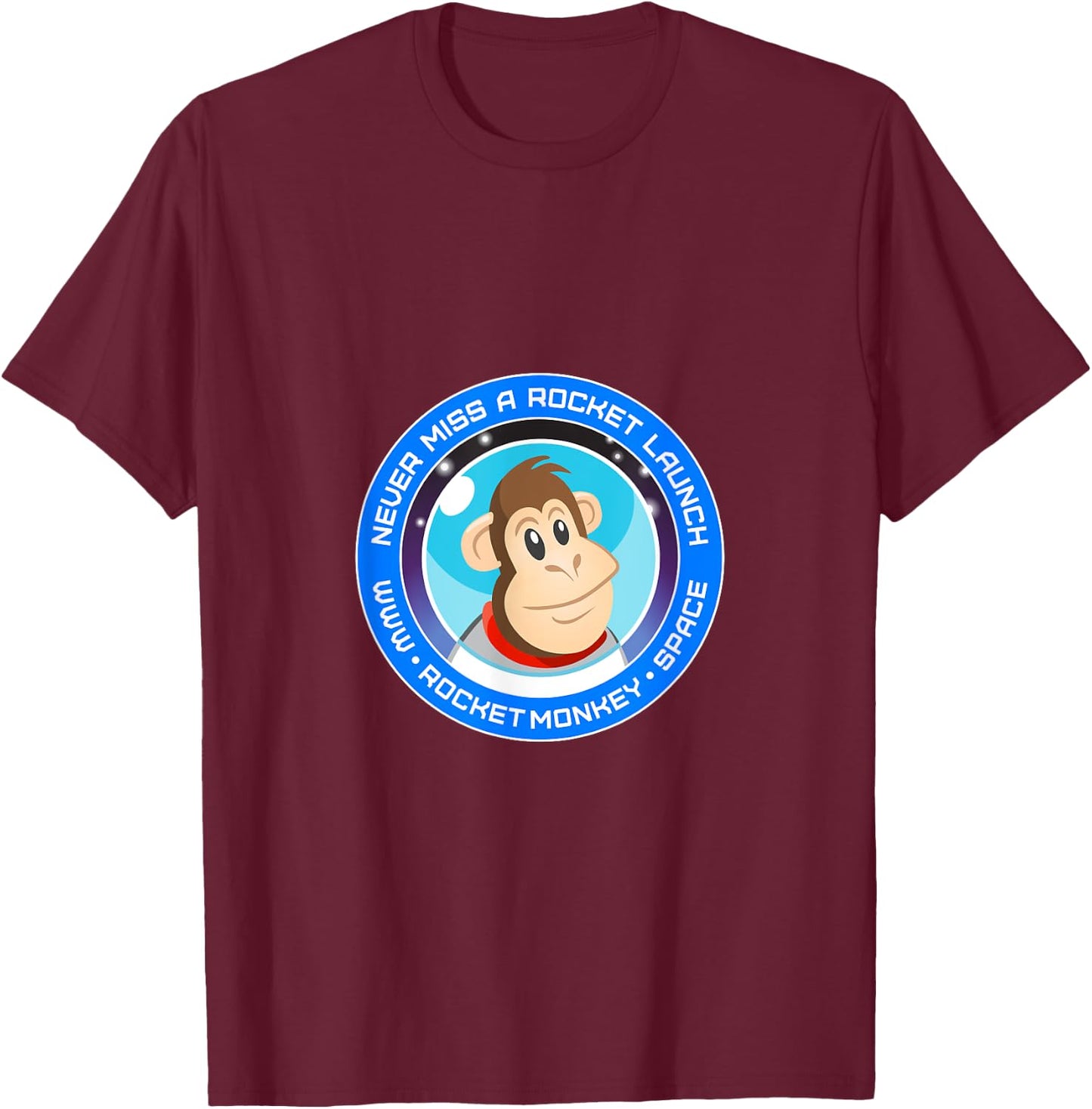Rocket Monkey Circle Design Front T-Shirt - T-Shirt | Maroon
