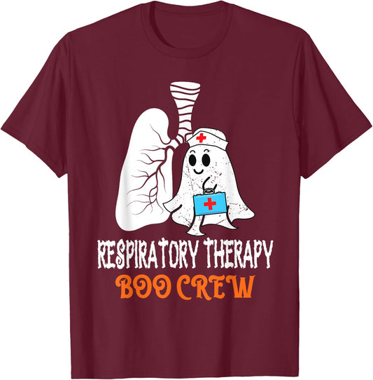 Respiratory Therapy Boo Crew Lungs Halloween Therapist RT T-Shirt - T-Shirt | Maroon