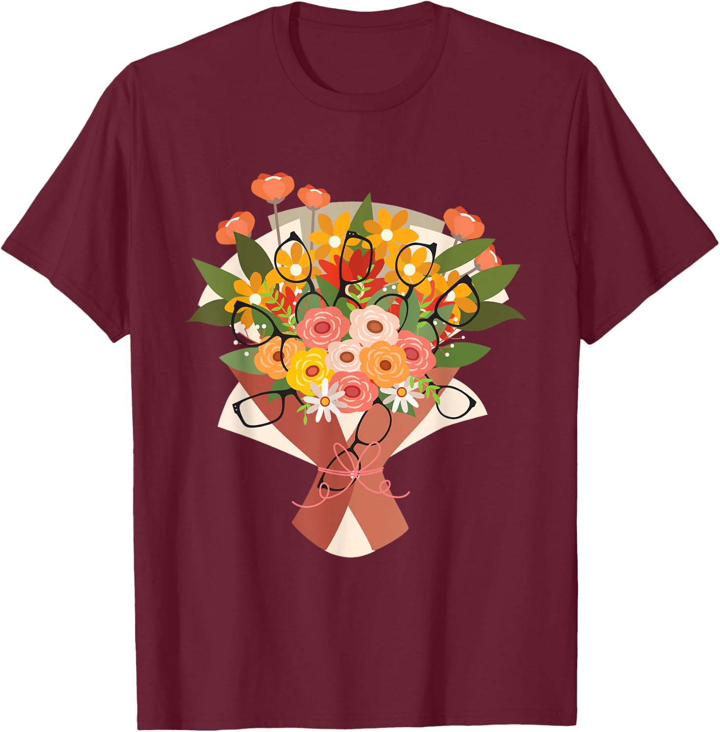 Eyeglasses Bouquet - Optometrist Physician Eye Specialist T-Shirt - T-Shirt | Maroon
