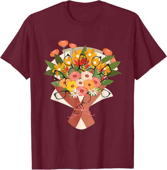 Eyeglasses Bouquet - Optometrist Physician Eye Specialist T-Shirt - T-Shirt | Maroon