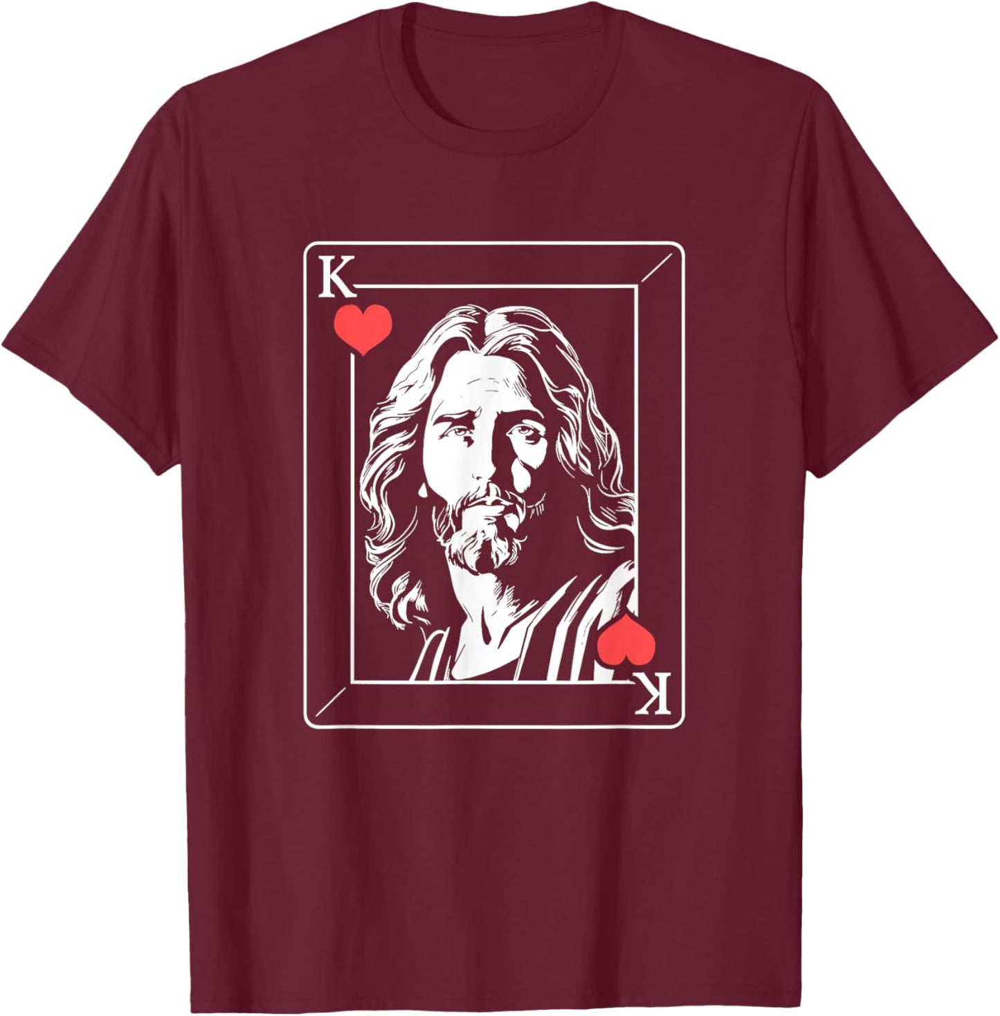 Jesus Christ - Jesus King Of Hearts T-Shirt - T-Shirt | Maroon