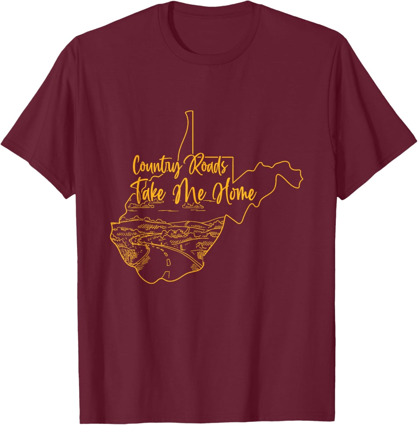 West Virginia Pride | WV Home | Country Roads | Footprint T-Shirt - T-Shirt | Maroon