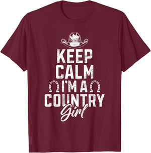 Keep Calm im a Country Girl T-Shirt - T-Shirt | Maroon