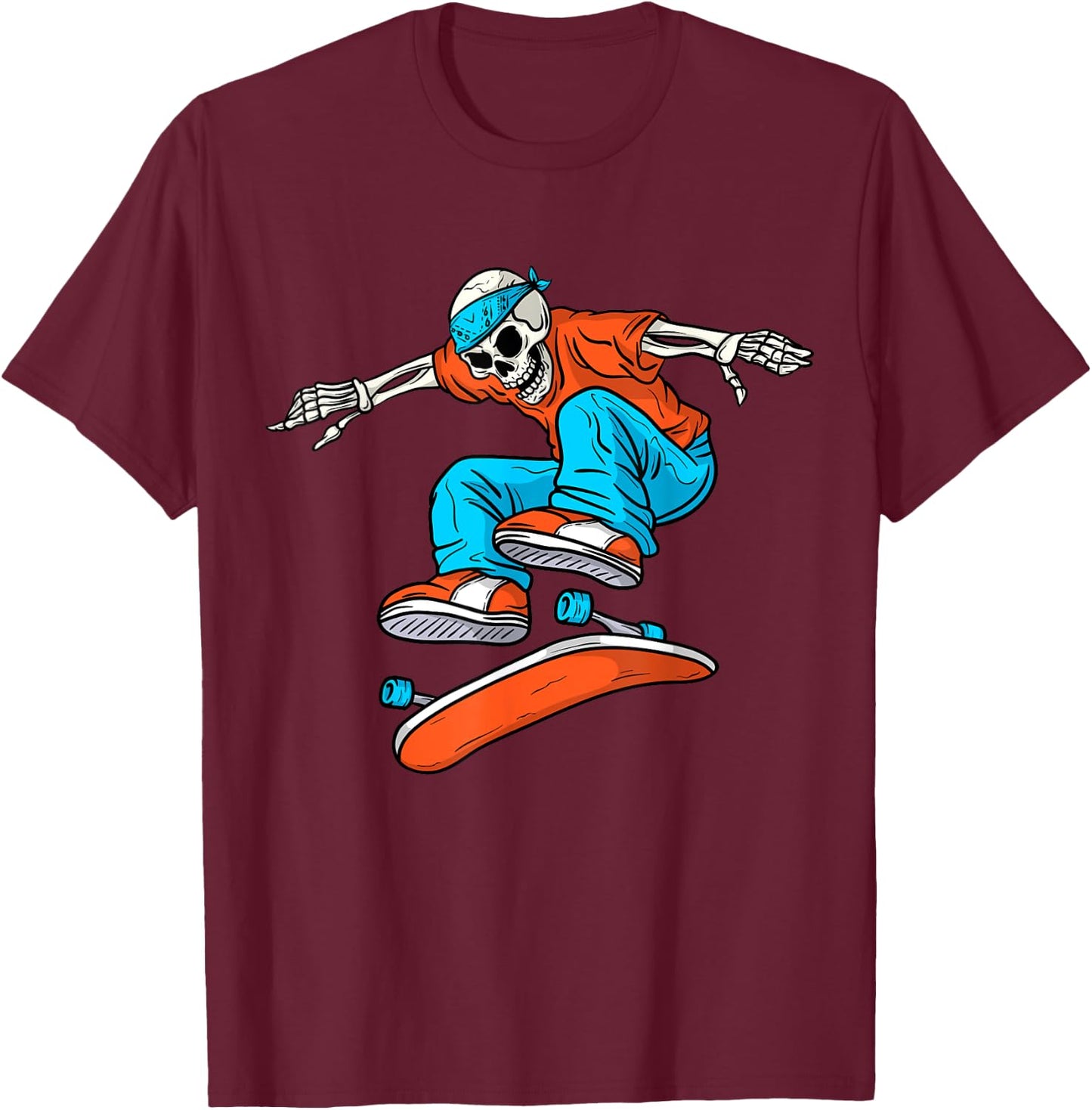 SkaYteboarding Skateboarder Skeleton Skateboarding - Kids Black XS Small Short Sleeve T-Shirt - T-Shirt | Maroon