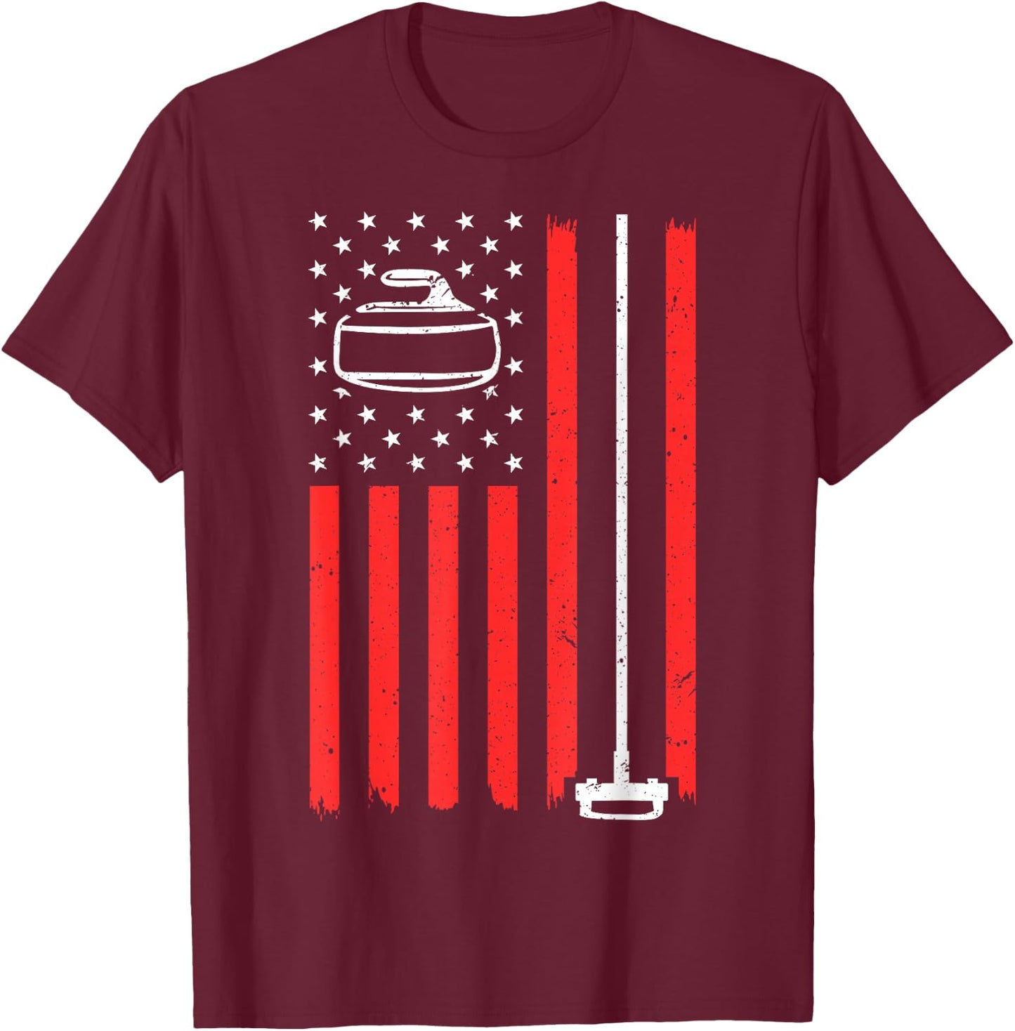 Funny Curling Gift Women Curling Players USA Team T-Shirt - T-Shirt | Maroon
