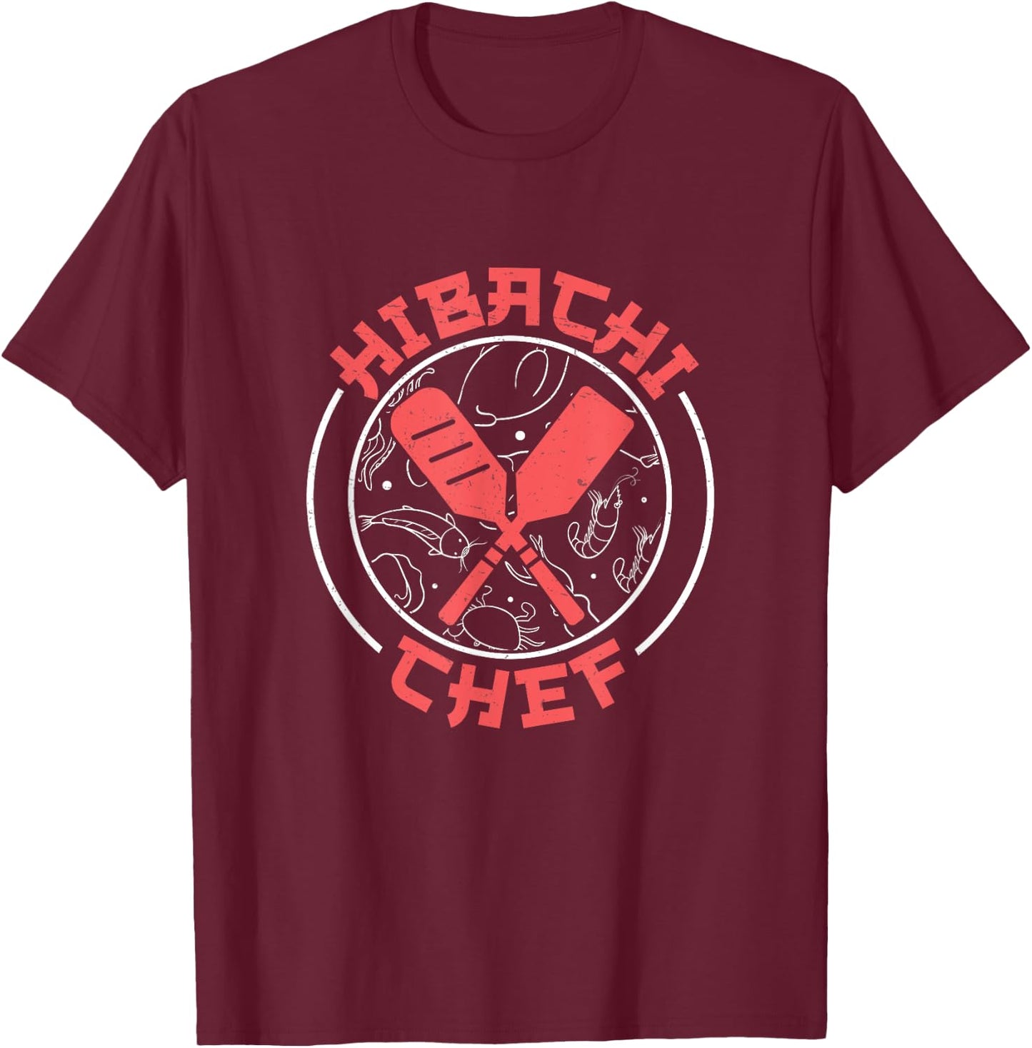 Hibachi Chef Funny Japanese Cooking T-Shirt - T-Shirt | Maroon