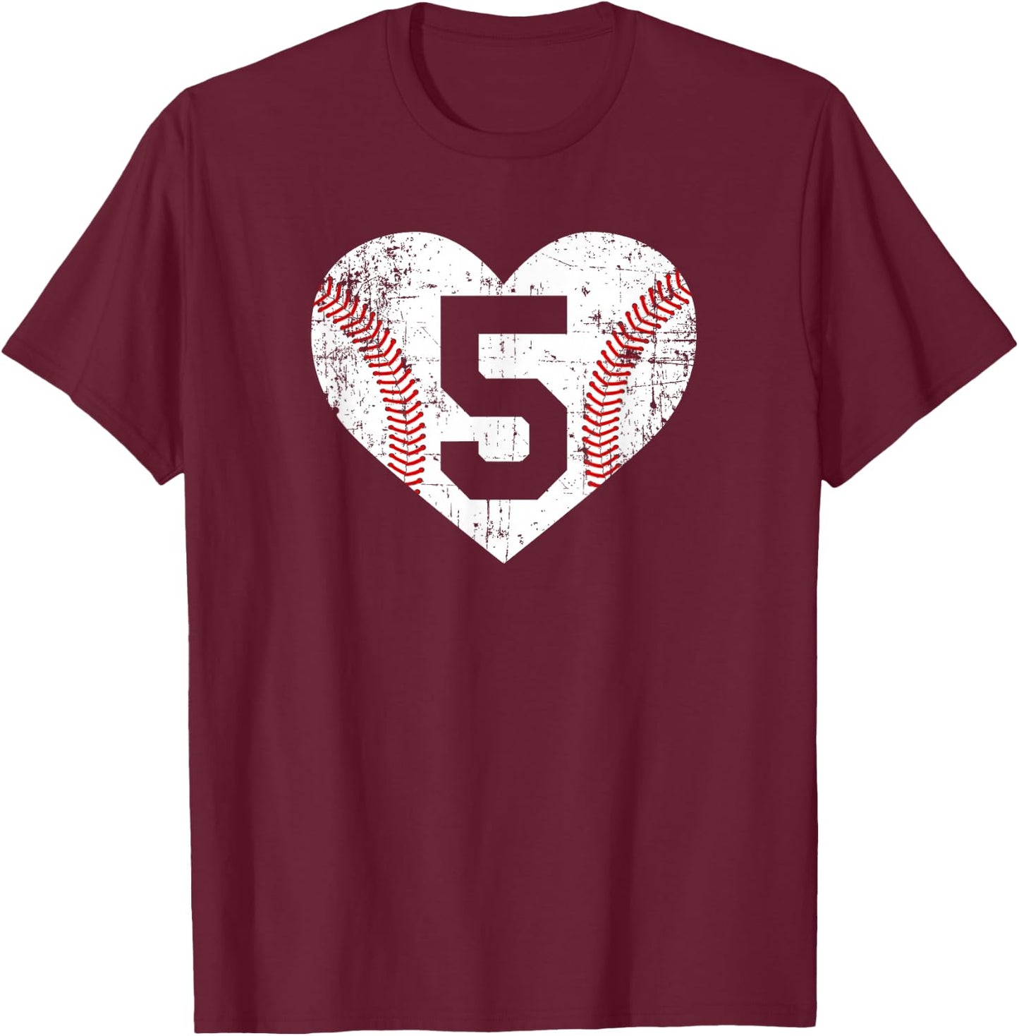 Vintage Baseball 5 Jersey Number T-Shirt - T-Shirt | Maroon