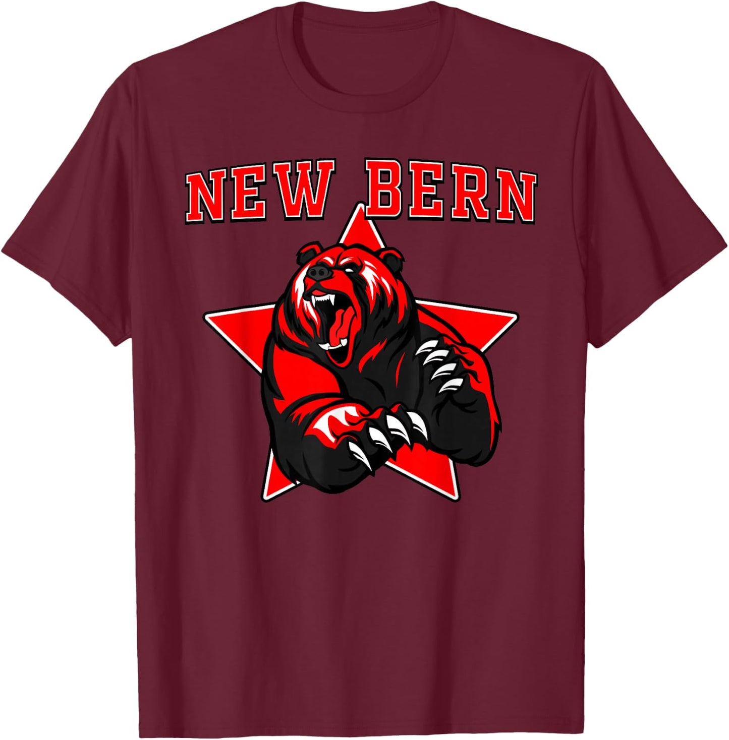 New Bern Bears High School Team Spirit T-Shirt - T-Shirt | Maroon